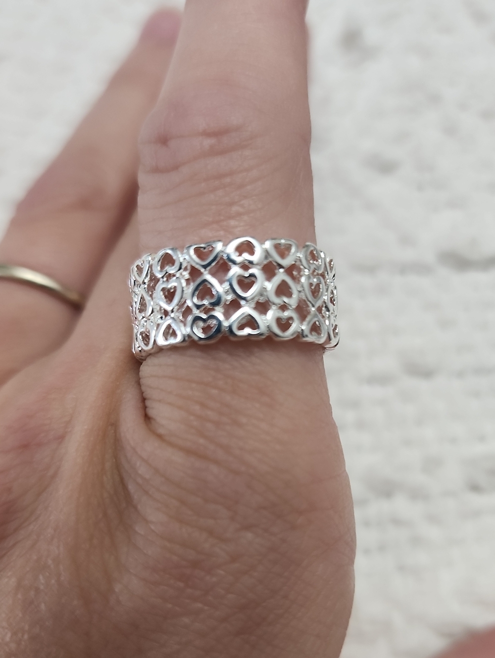 925 Sterling Silver Plated Hollow Heart Ring For Women Wedding Charm Engagement